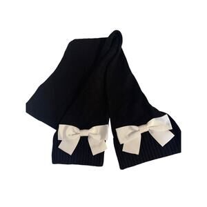 Kate Spade New York Black White Bow 76 x 9 Designer Winter Knit Women's Scarf